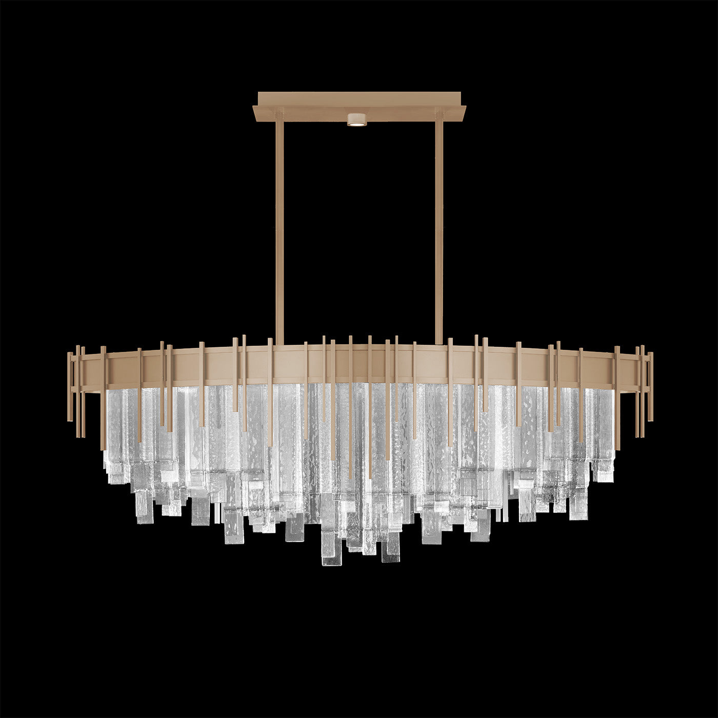 54.5-Inch Fused-Glass Oblong Pendant / Soft Gold / Clear