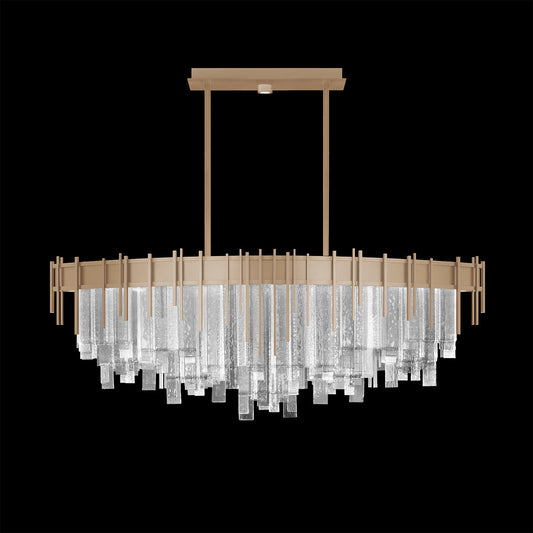 54.5-Inch Fused-Glass Oblong Pendant / Soft Gold / Clear