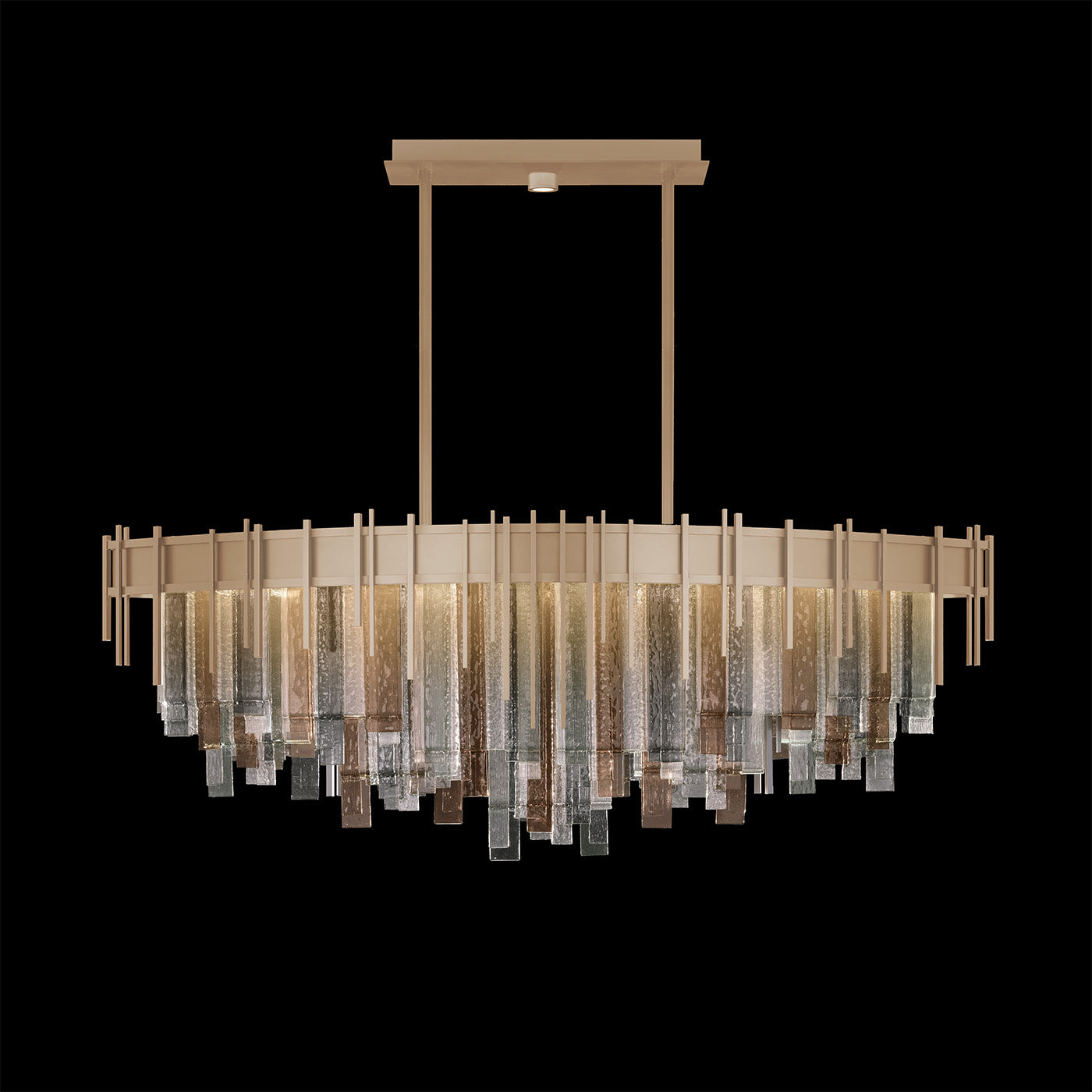 54.5-Inch Fused-Glass Oblong Pendant / Soft Gold / Multi-Tone