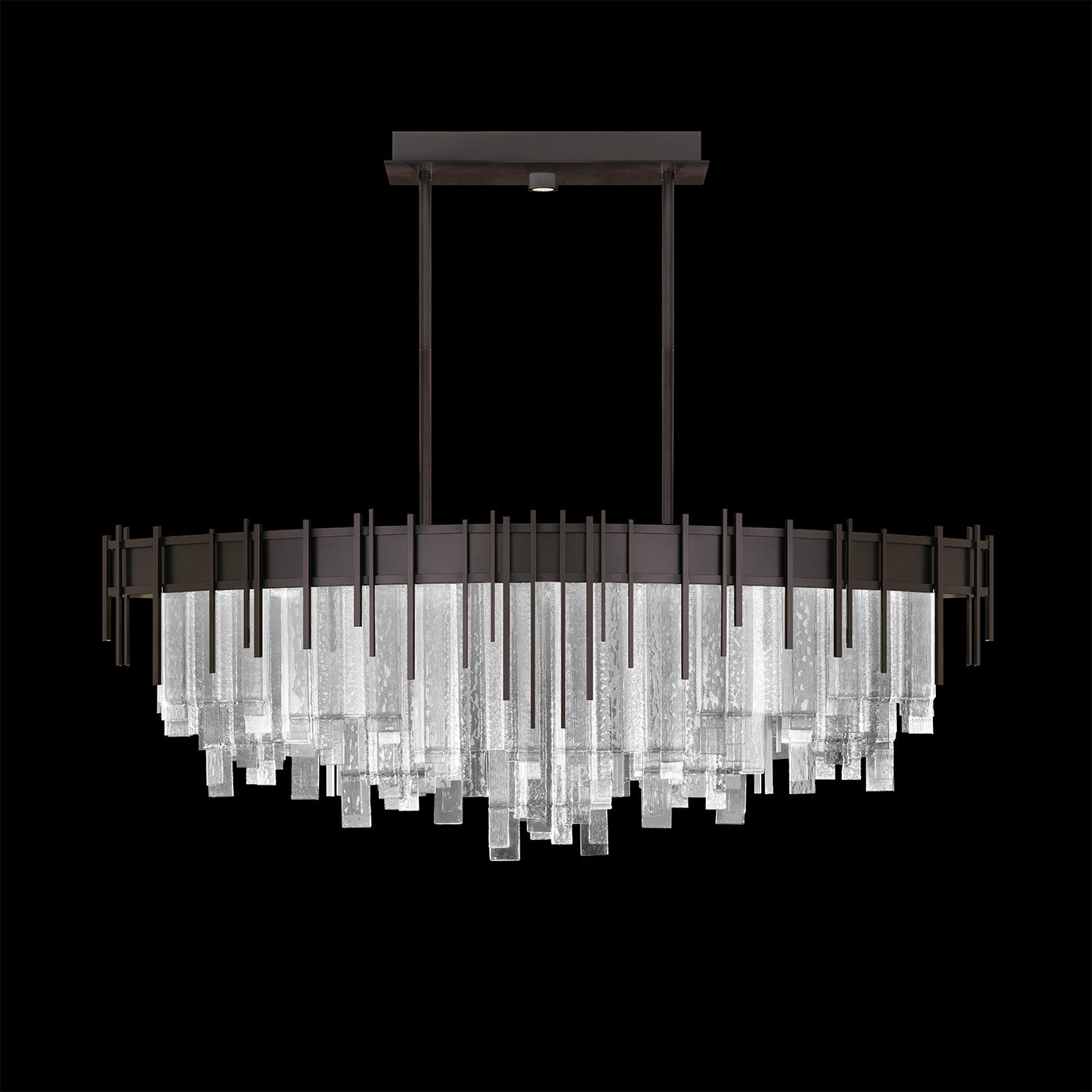 54.5-Inch Fused-Glass Oblong Pendant / Midnight Steel / Clear