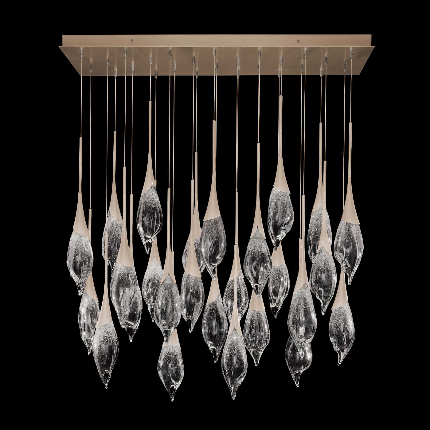 54-Inch Hand-Pulled Glass Rectangular Pendant / Champagne
