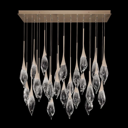 54-Inch Hand-Pulled Glass Rectangular Pendant / Champagne