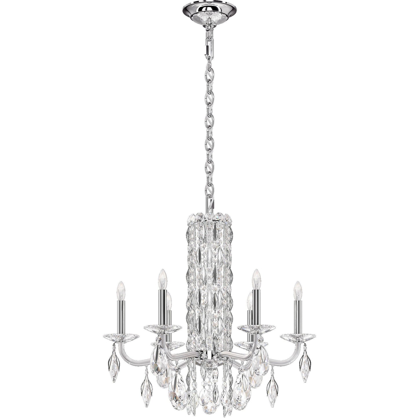 8-Light White Crystal Waterfall Chandelier / Antique Silver / Crystal Heritage Crystal