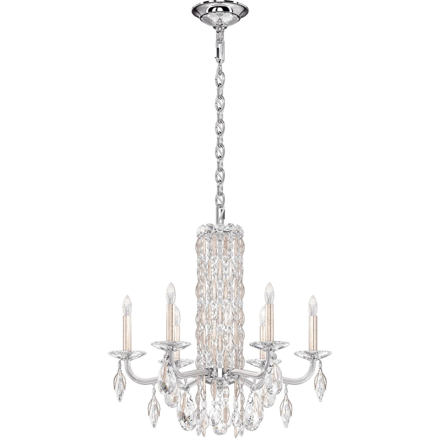 8-Light White Crystal Waterfall Chandelier / Black / Clear Radiance