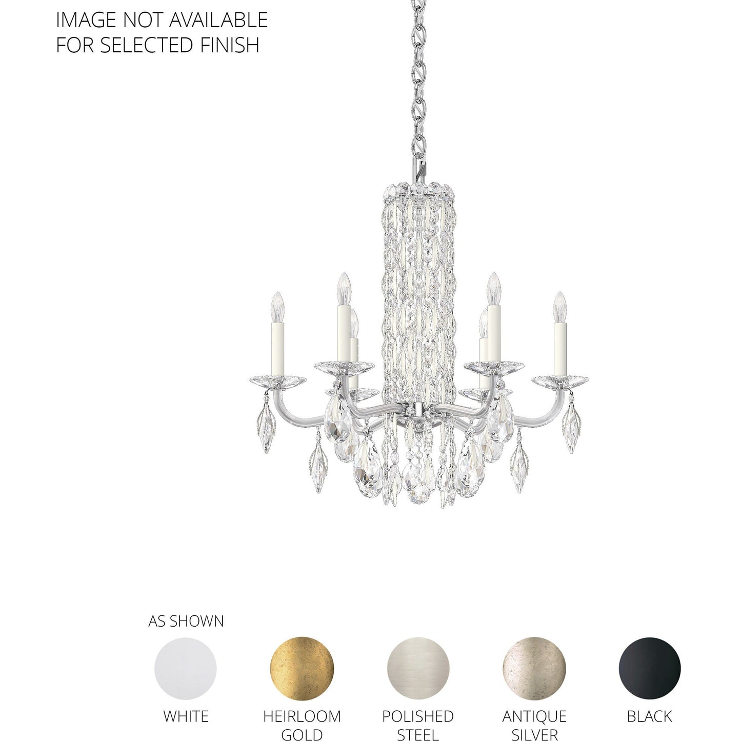 8-Light White Crystal Waterfall Chandelier / Black / Crystal Heritage Crystal