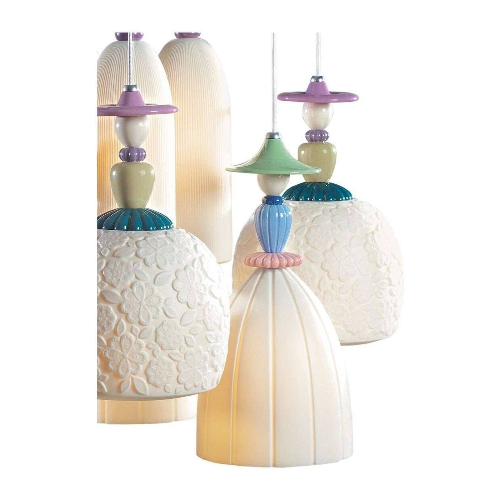 9-Light Floral Porcelain Tulip Chandelier