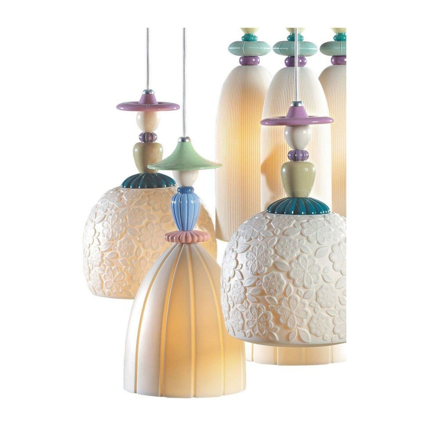 9-Light Floral Porcelain Tulip Chandelier
