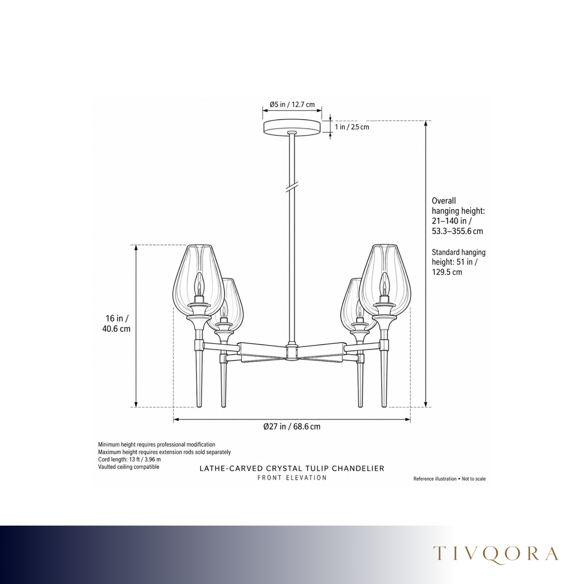 Lathe-Carved Crystal Tulip Chandelier