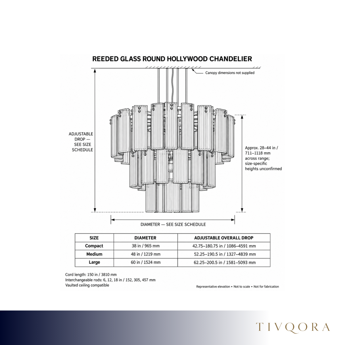 Reeded Glass Round Hollywood Chandelier