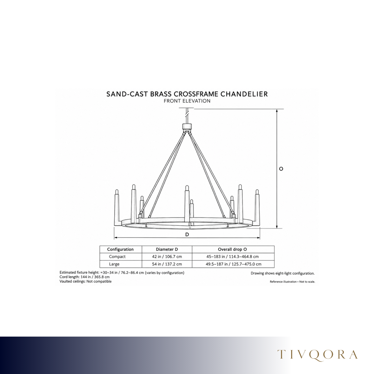 Sand-Cast Brass Crossframe Chandelier