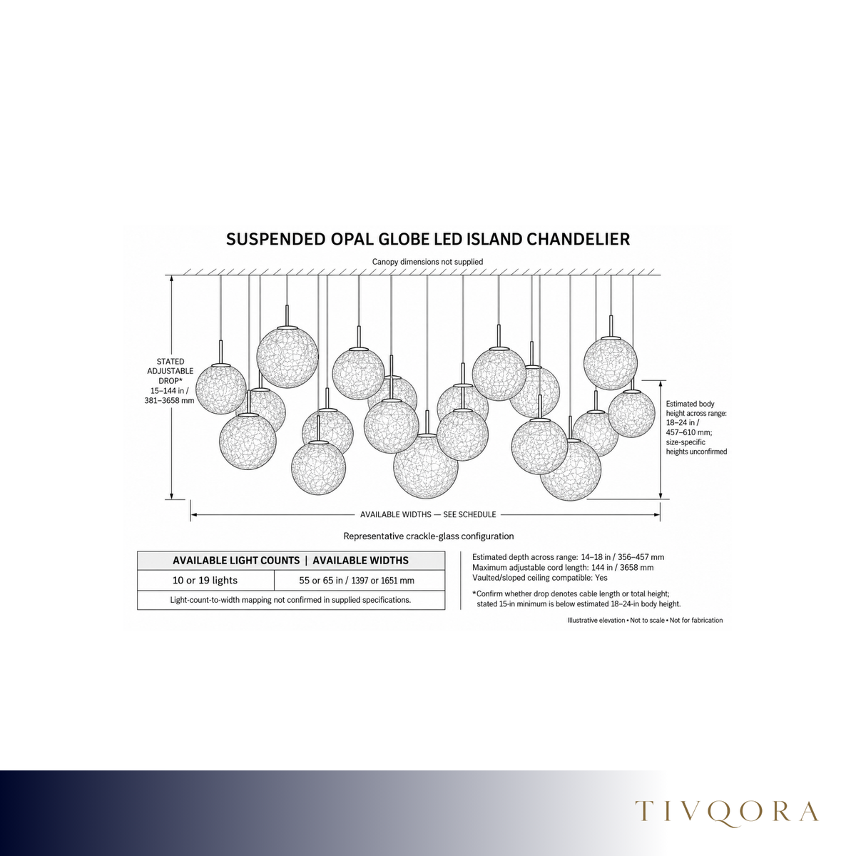 Suspended Opal Globe LED Island Chandelier