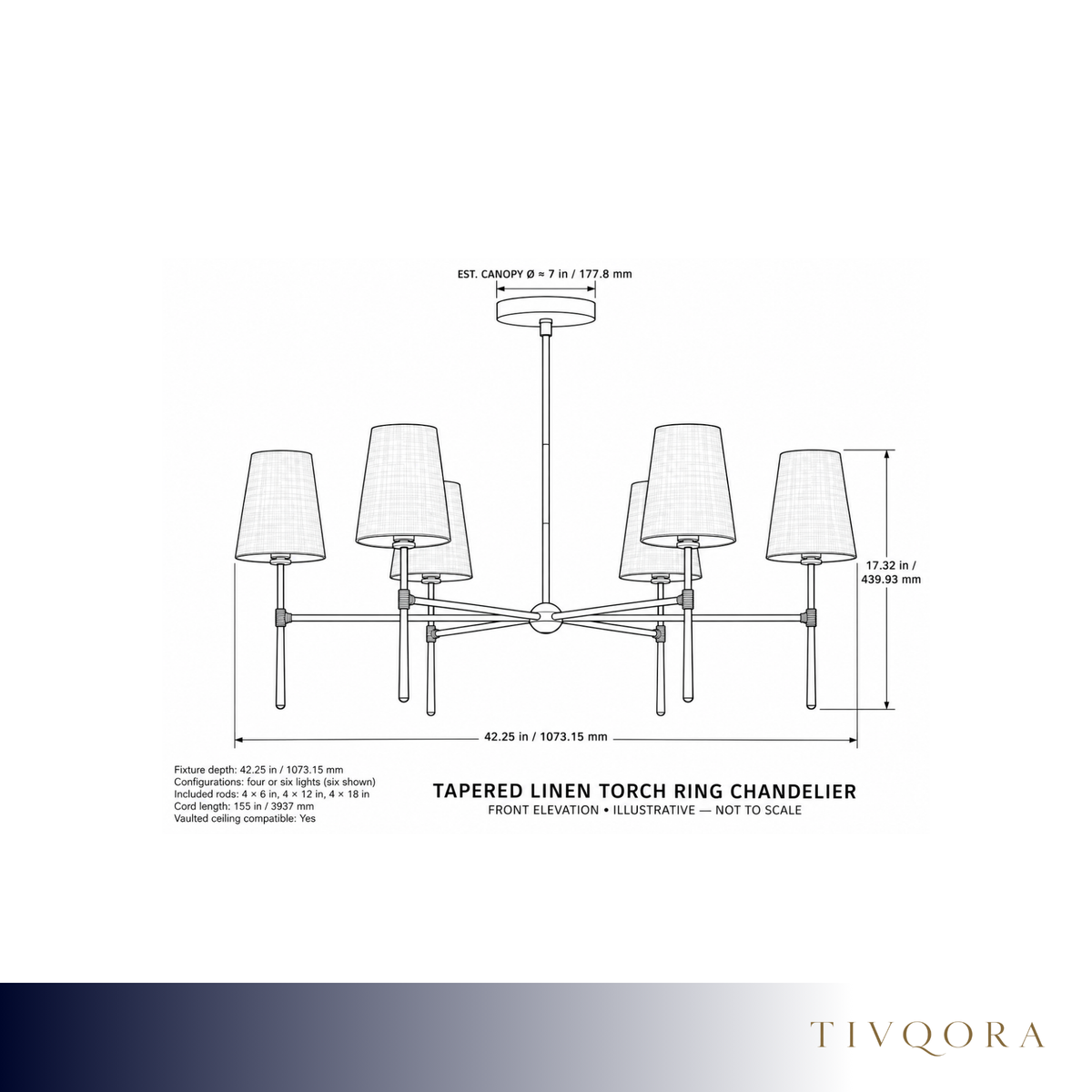 Tapered Linen Torch Ring Chandelier