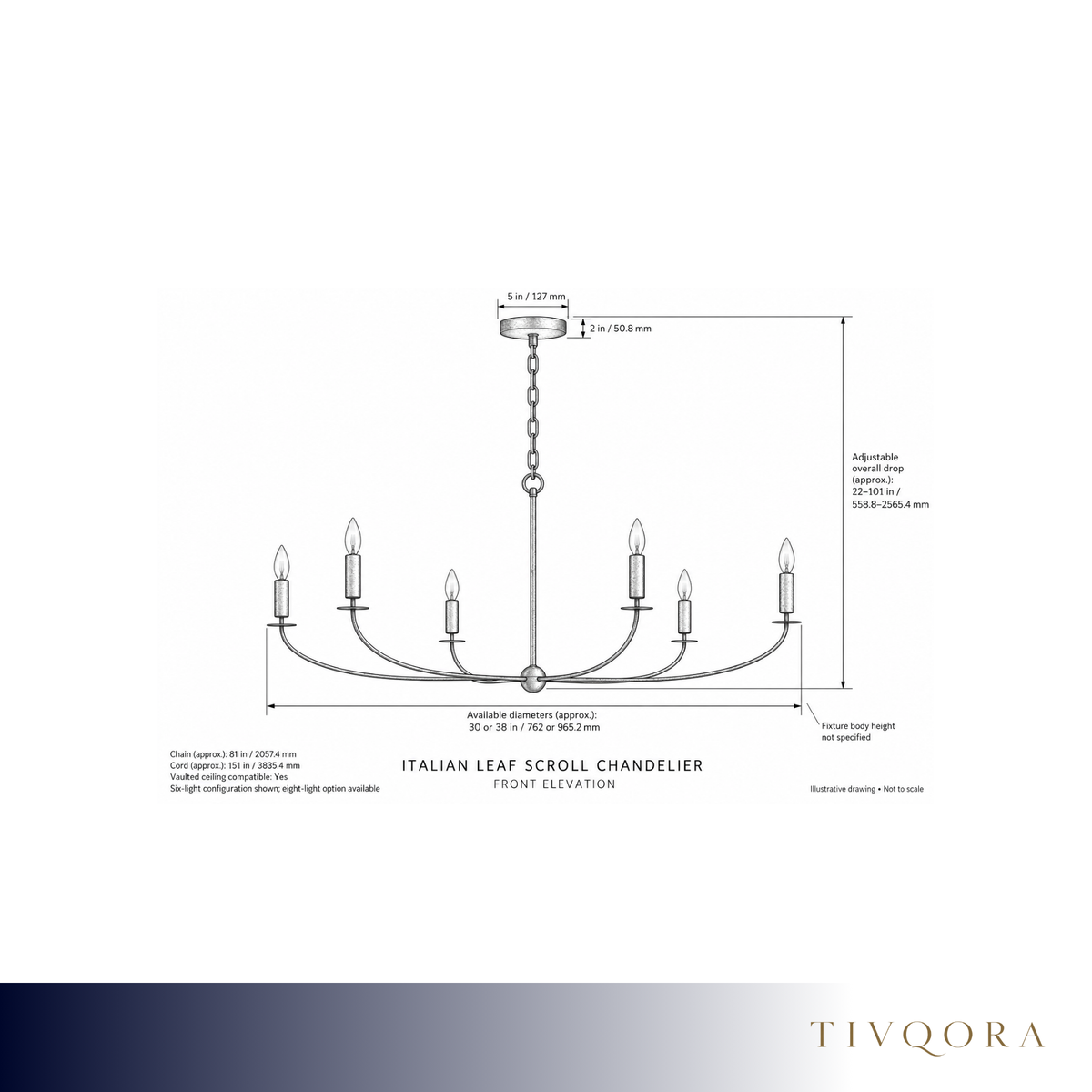 Italian Leaf Scroll Chandelier