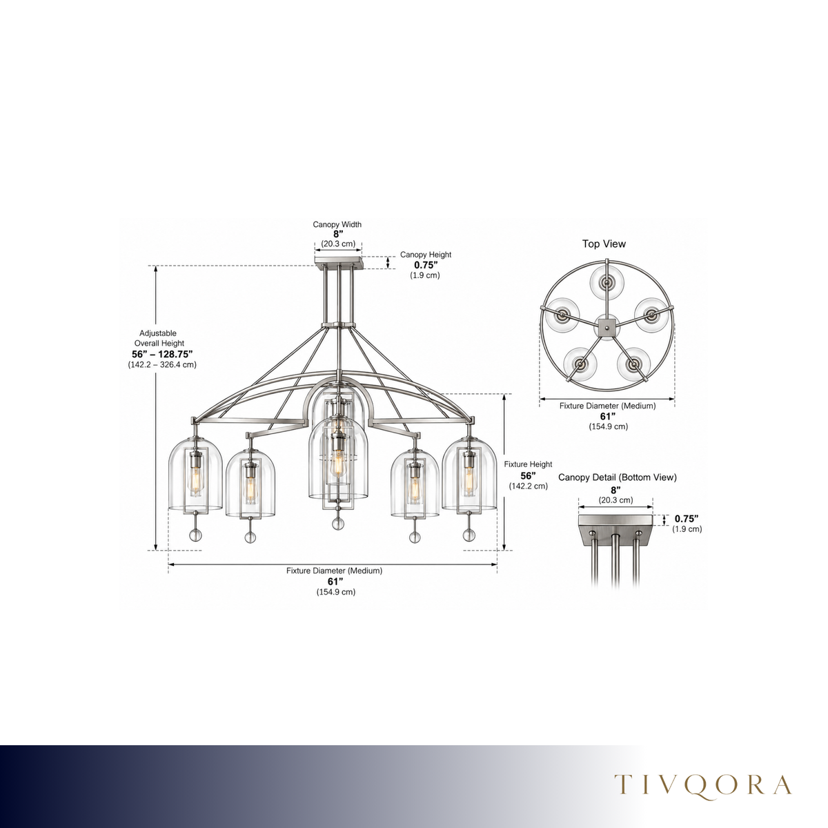 Grand Blown Glass Brass Orb Chandelier