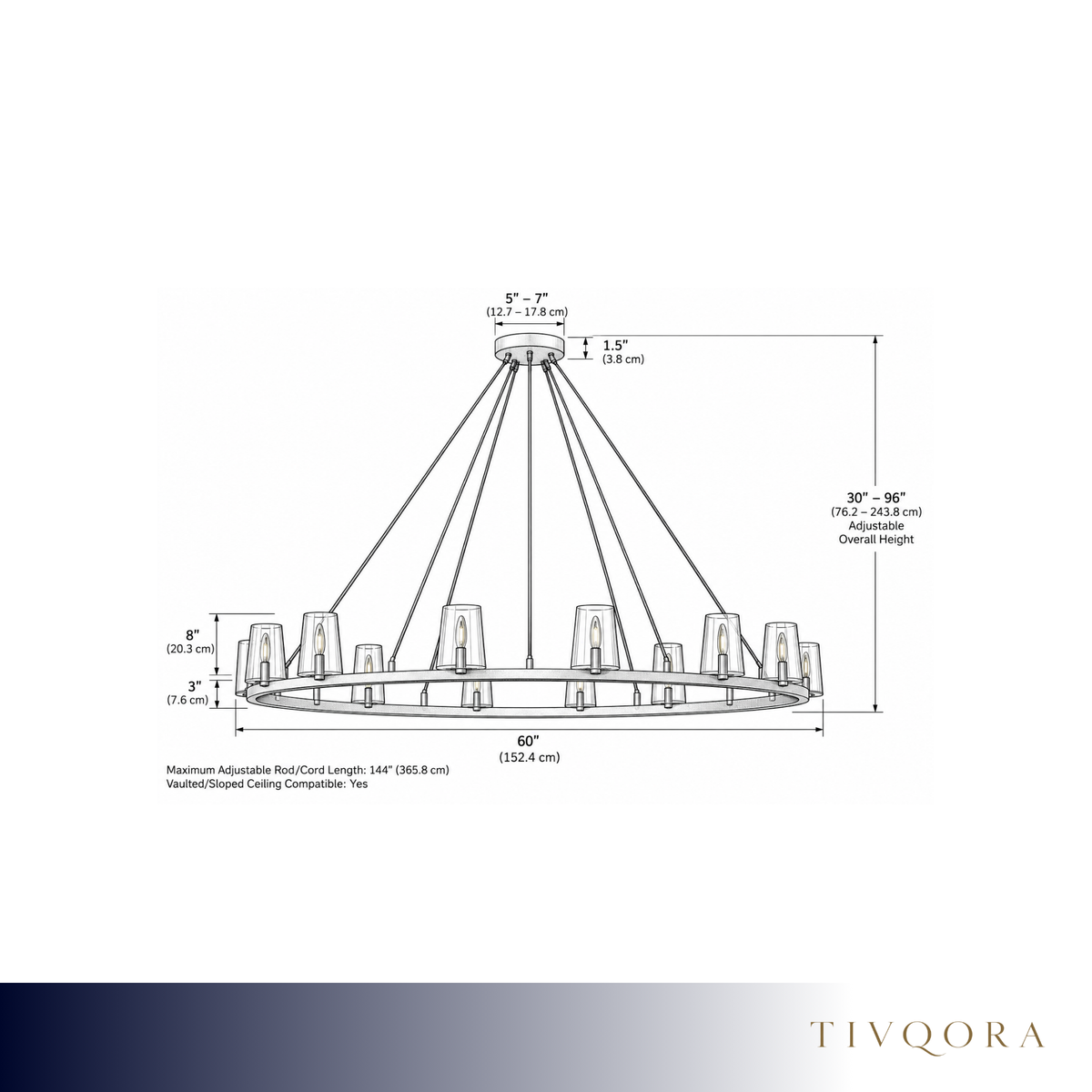 Clear Glass Tapered Shade Chandelier