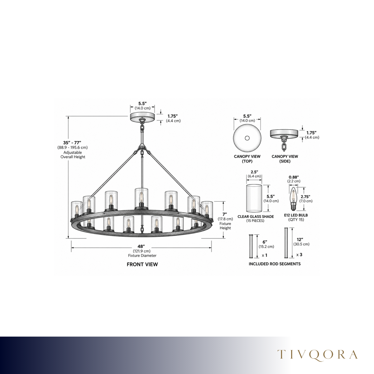 Fire-Forged Clear Glass Halo Chandelier