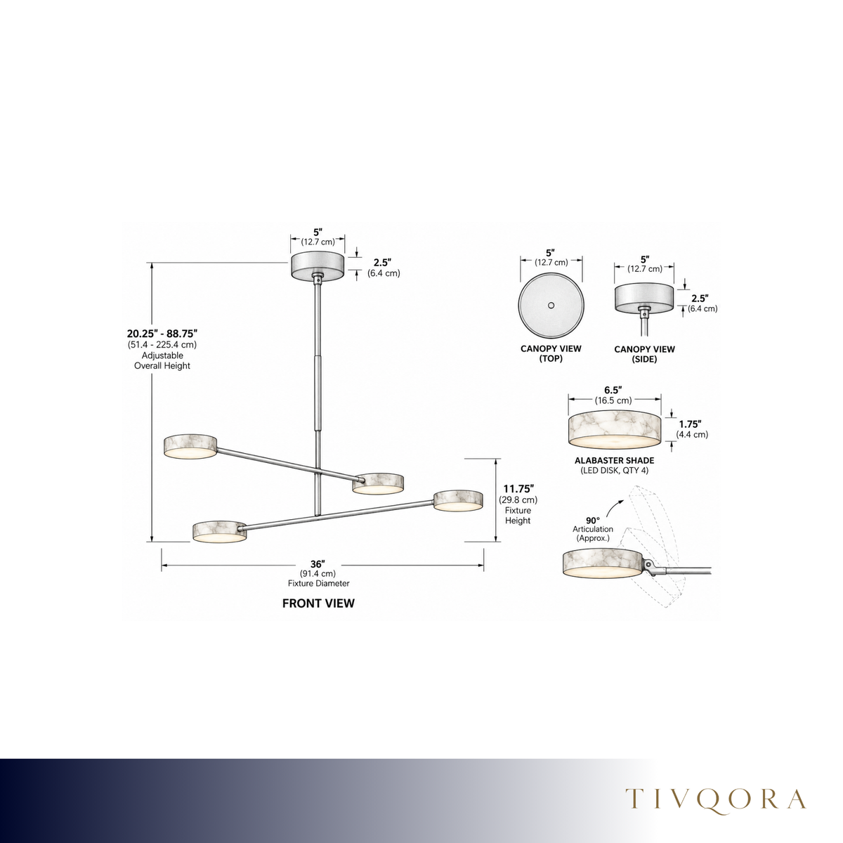 Articulating Alabaster Mobile Chandelier