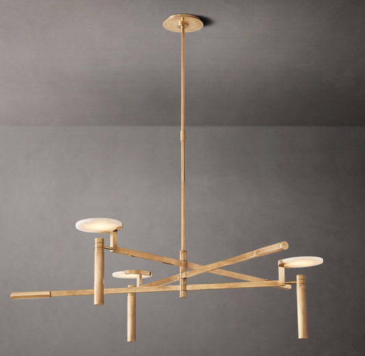 Alabaster Disc Trio Brass Chandelier