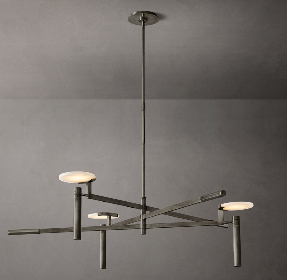 Alabaster Disc Trio Brass Chandelier
