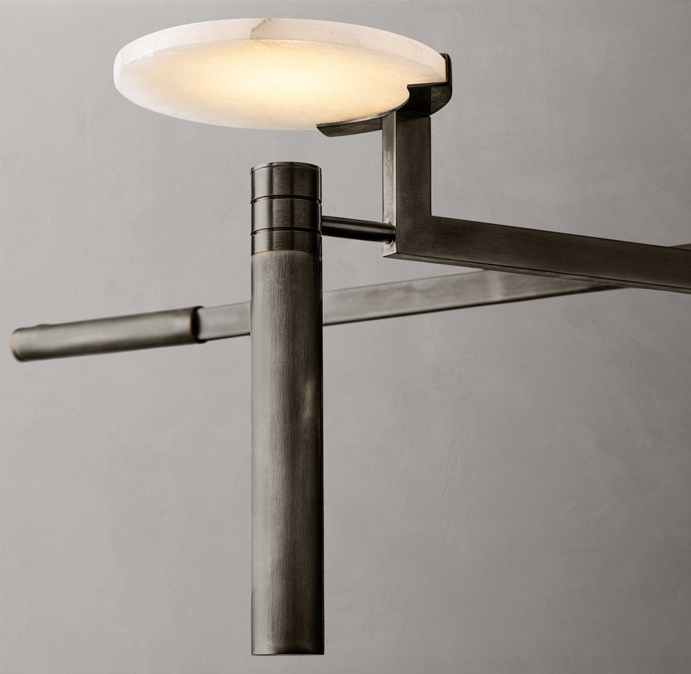 Alabaster Disc Trio Brass Chandelier