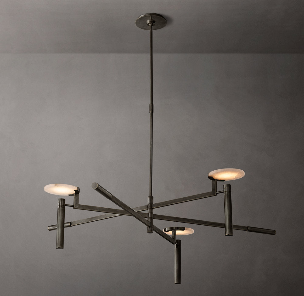 Alabaster Disc Trio Brass Chandelier