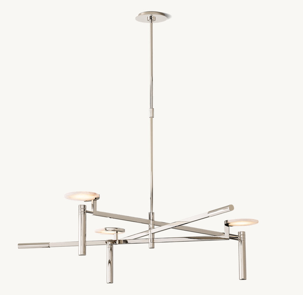 Alabaster Disc Trio Brass Chandelier