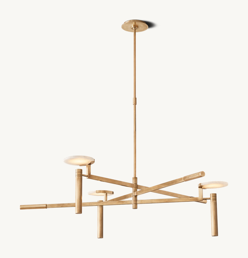 Alabaster Disc Trio Brass Chandelier
