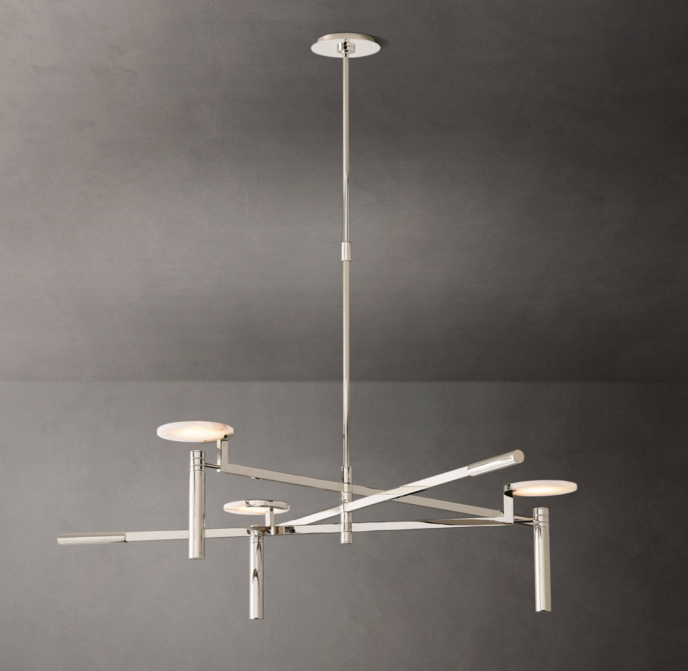 Alabaster Disc Trio Brass Chandelier