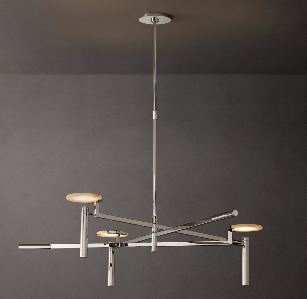 Alabaster Disc Trio Brass Chandelier