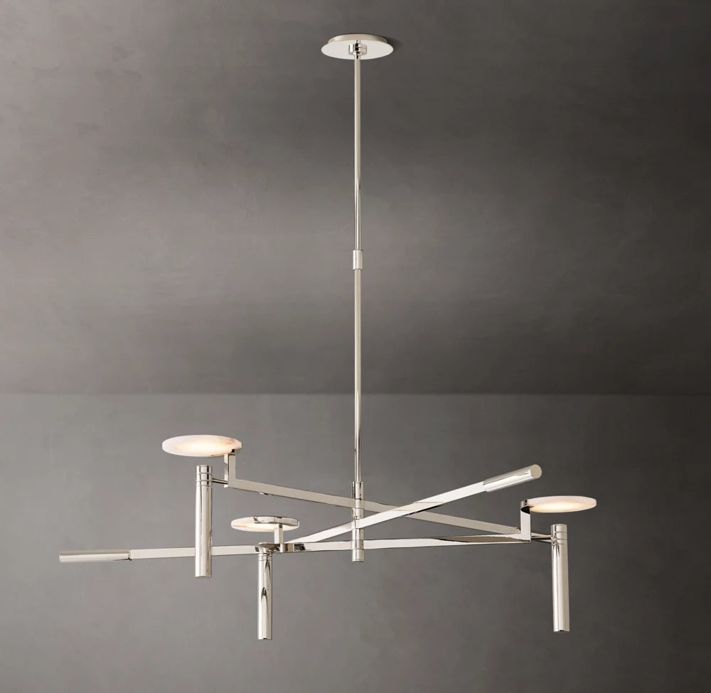 Alabaster Disc Trio Brass Chandelier
