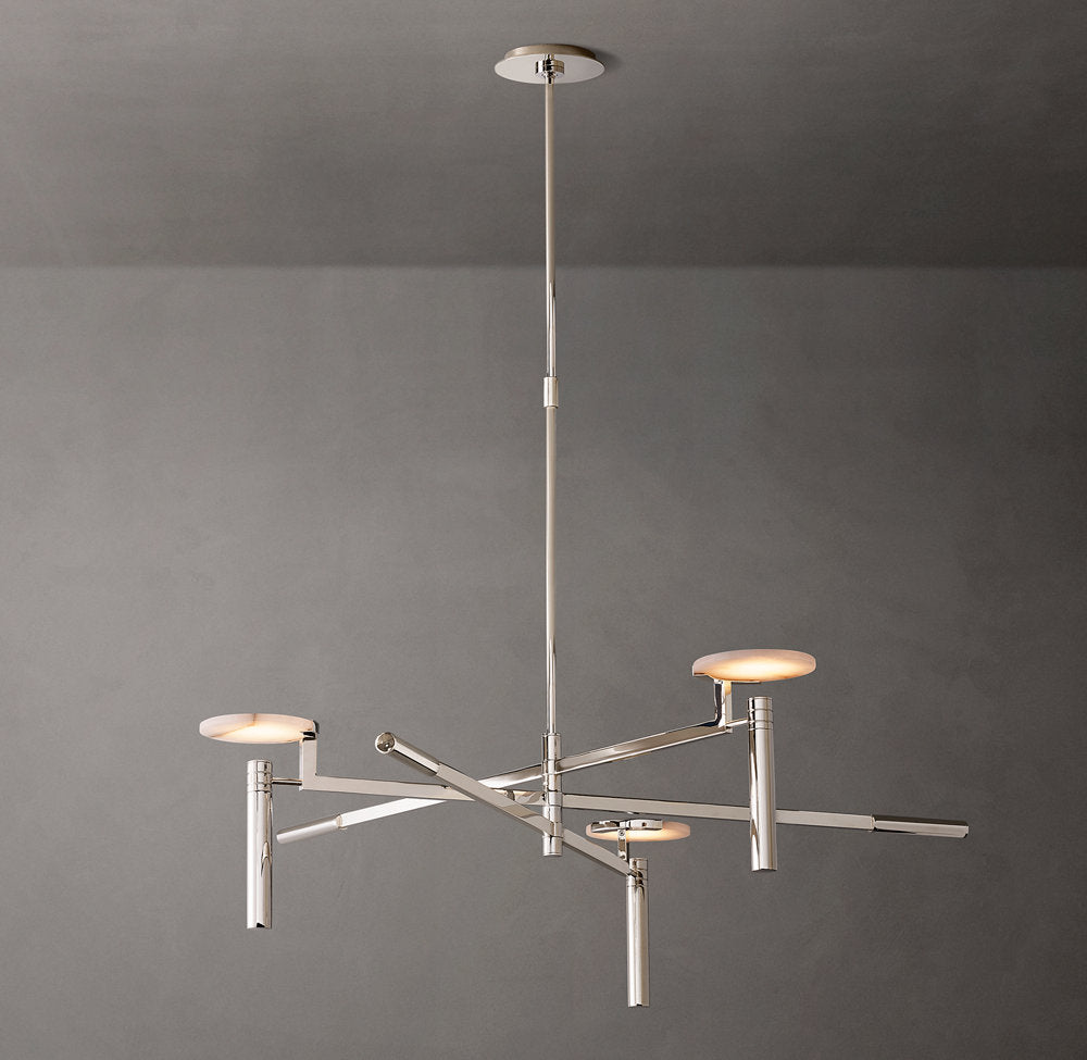 Alabaster Disc Trio Brass Chandelier