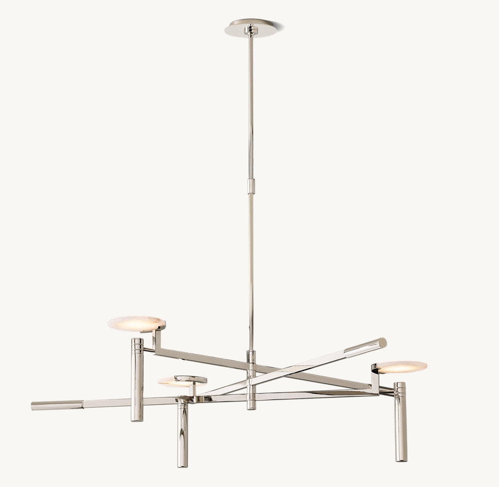 Alabaster Disc Trio Brass Chandelier