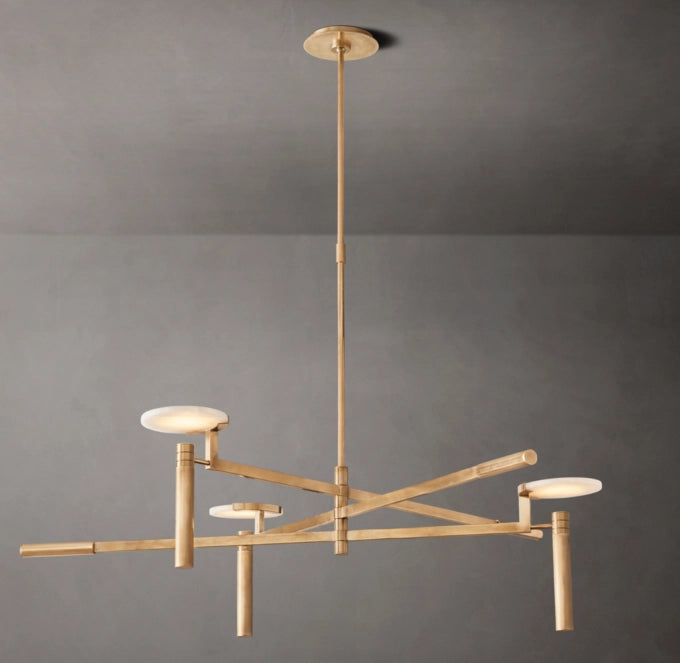 Alabaster Disc Trio Brass Chandelier