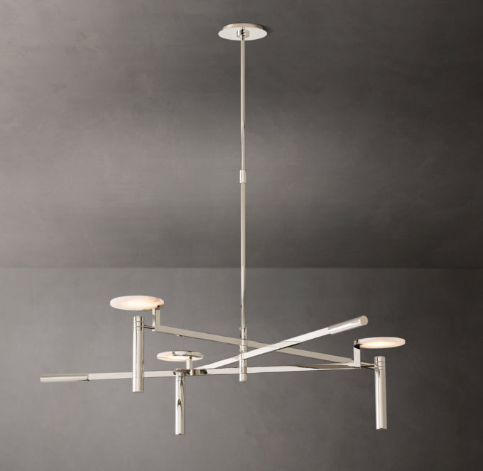 Alabaster Disc Trio Brass Chandelier