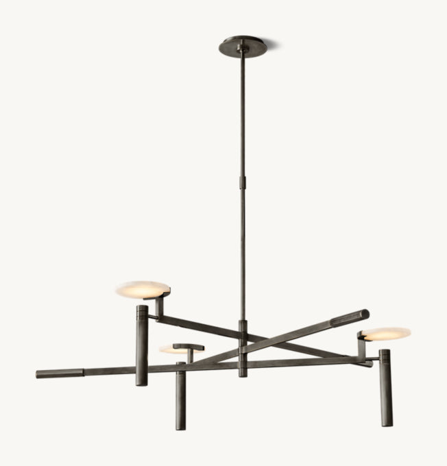 Alabaster Disc Trio Brass Chandelier