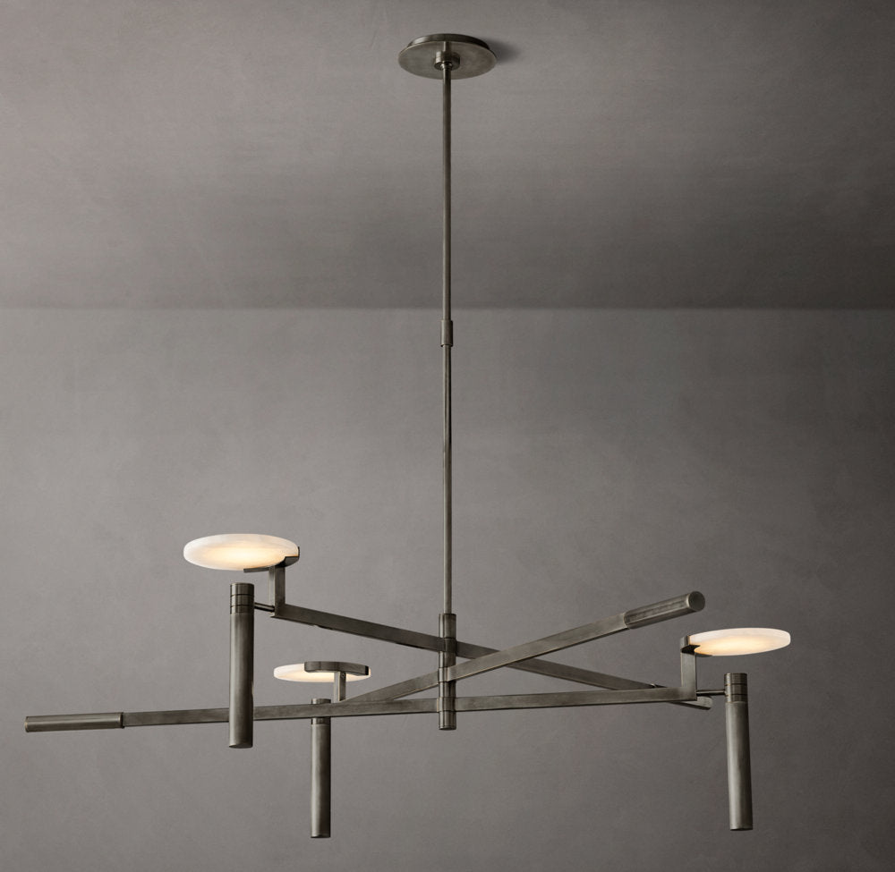 Alabaster Disc Trio Brass Chandelier