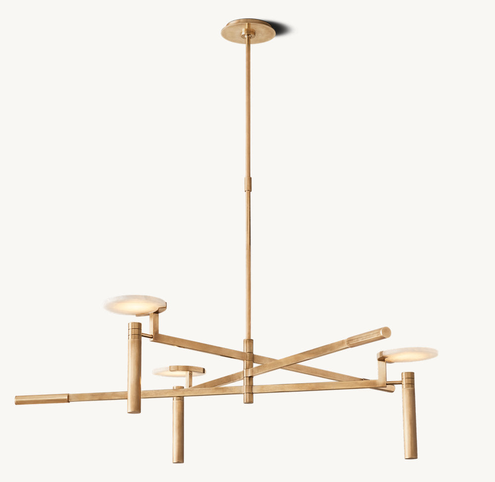 Alabaster Disc Trio Brass Chandelier
