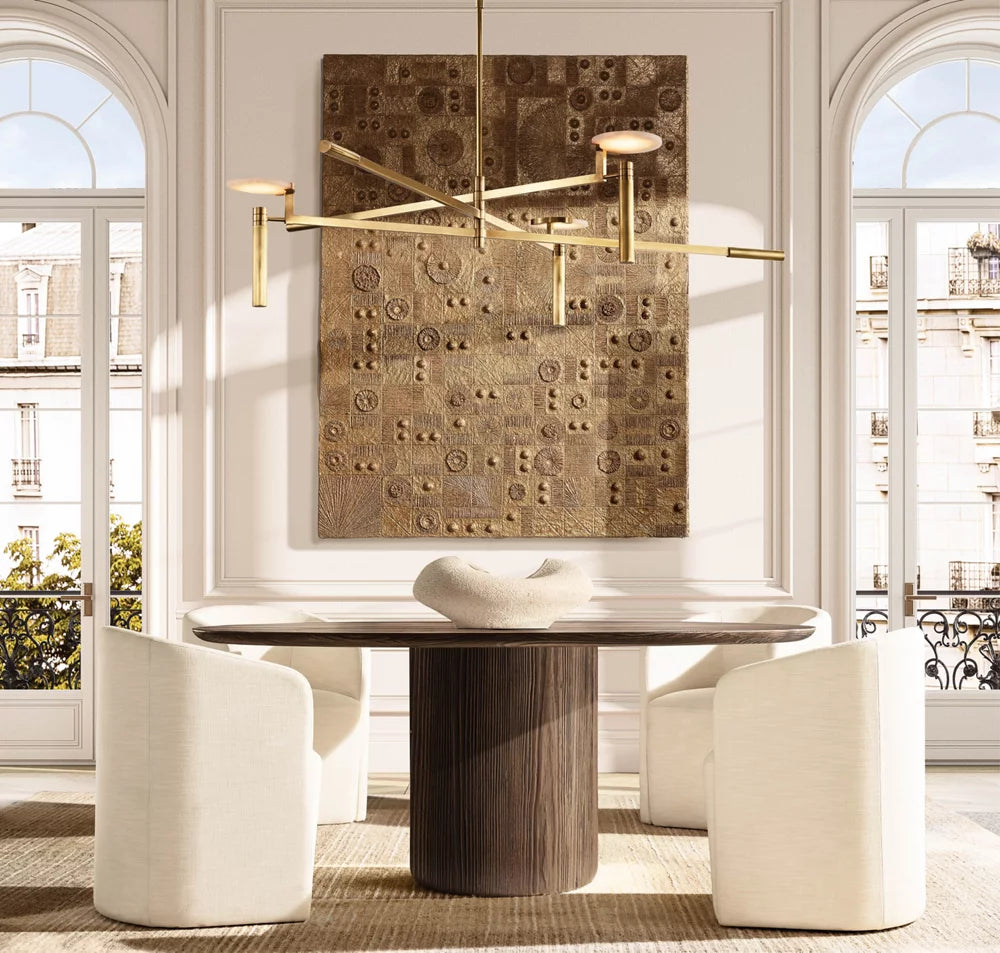 Alabaster Disc Trio Brass Chandelier