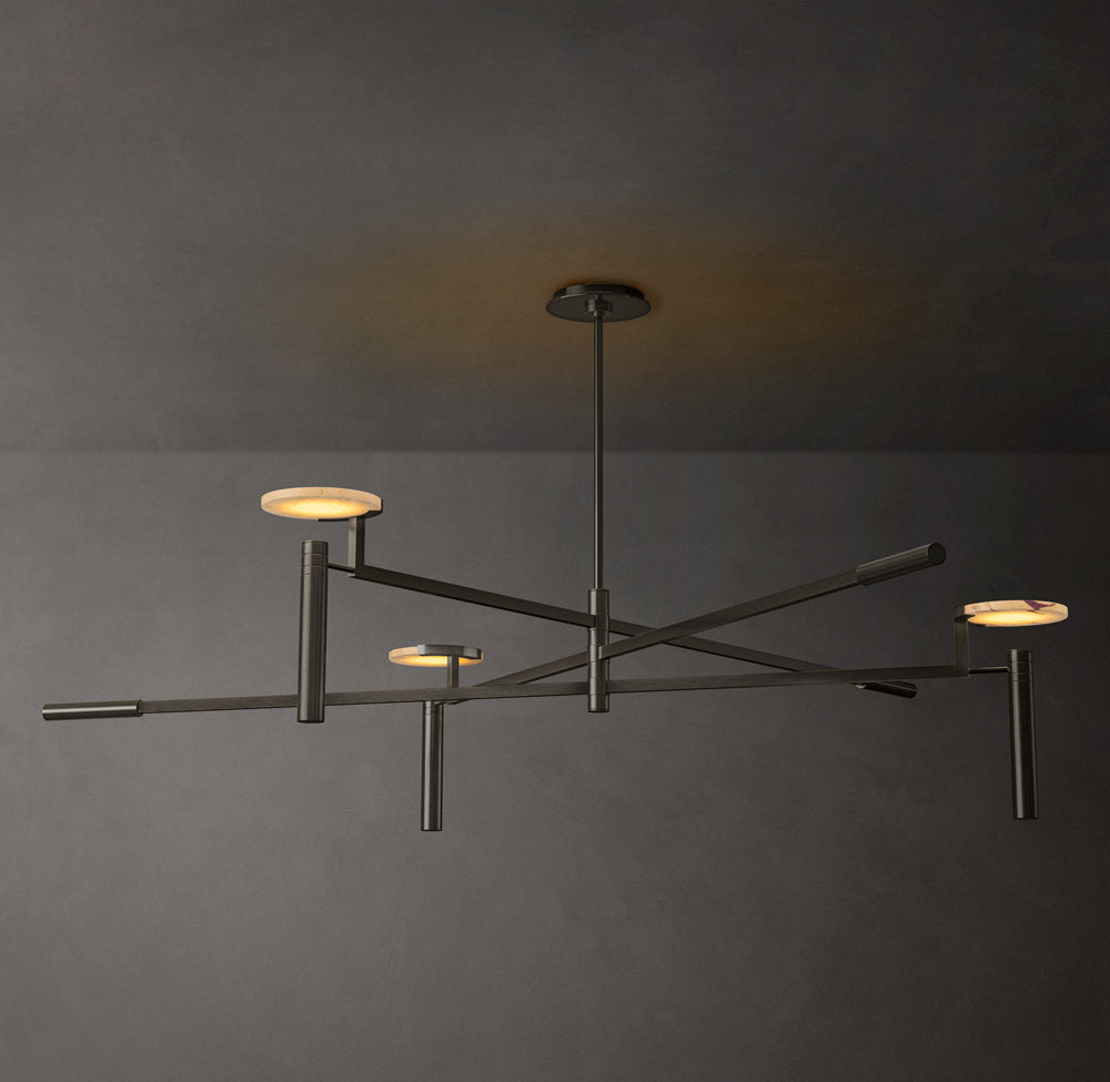 Alabaster Disc Trio Halo Chandelier