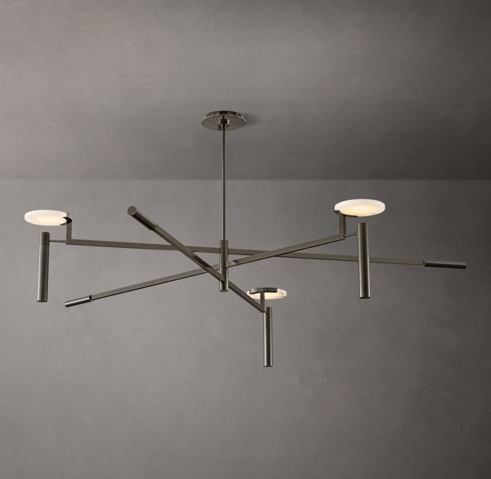 Alabaster Disc Trio Halo Chandelier