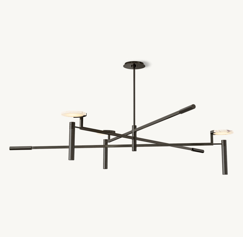 Alabaster Disc Trio Halo Chandelier
