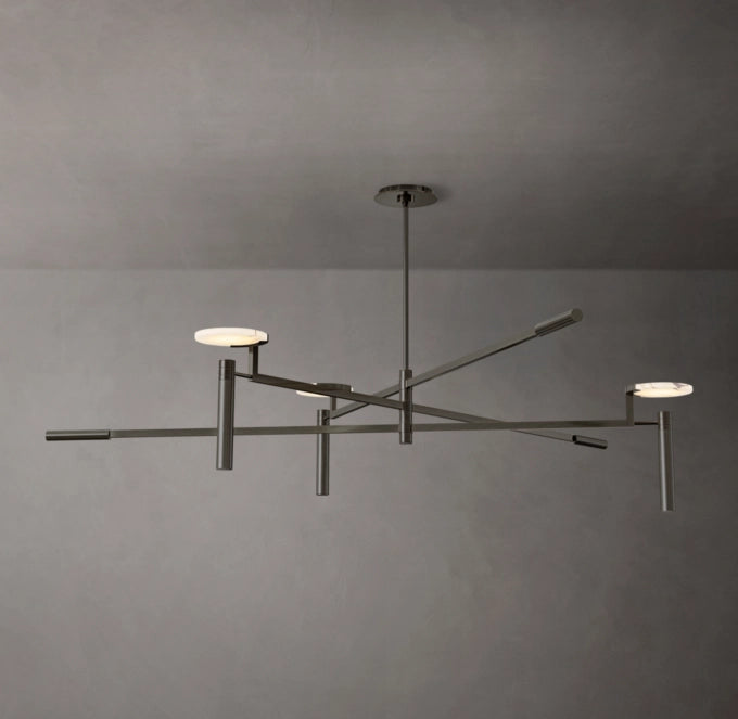 Alabaster Disc Trio Halo Chandelier