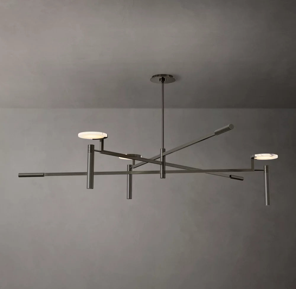 Alabaster Disc Trio Halo Chandelier