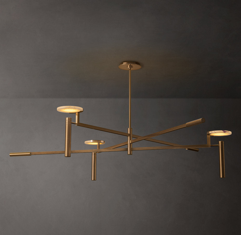 Alabaster Disc Trio Halo Chandelier