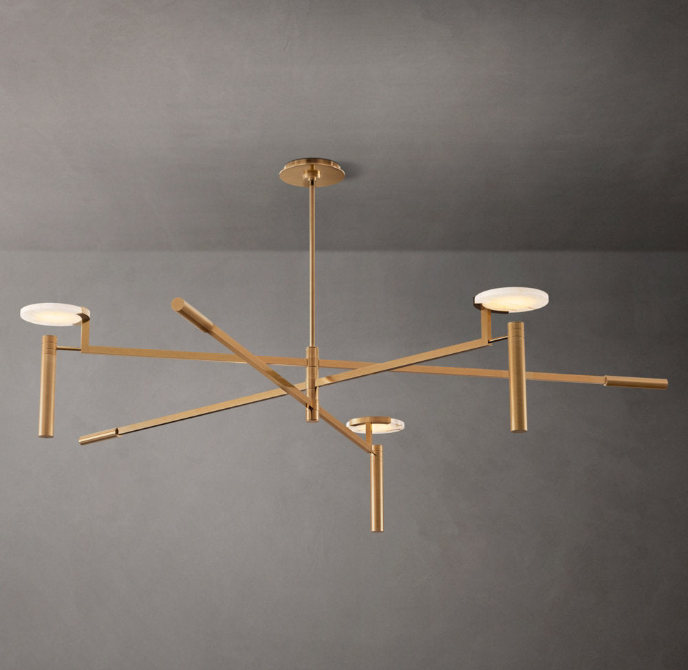 Alabaster Disc Trio Halo Chandelier