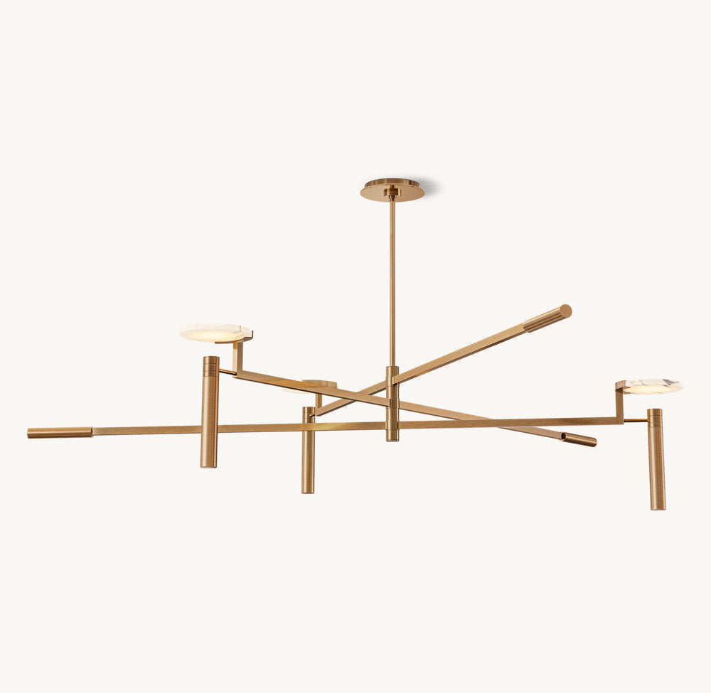 Alabaster Disc Trio Halo Chandelier