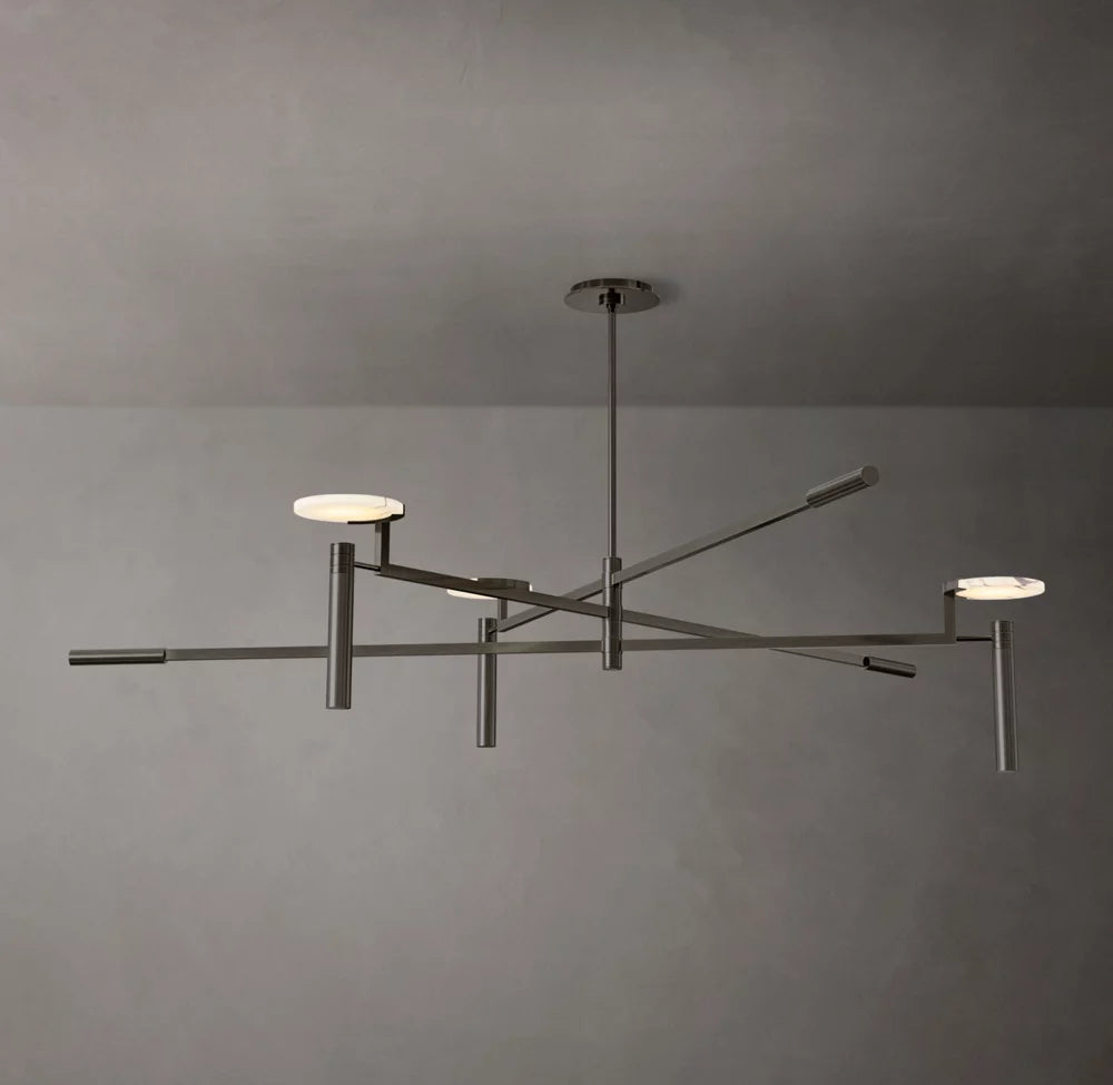 Alabaster Disc Trio Halo Chandelier