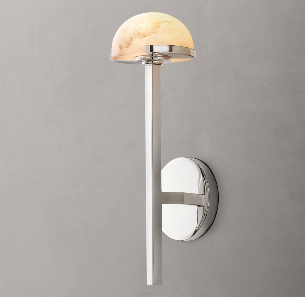 Alabaster Hemisphere Brass LED Sconce