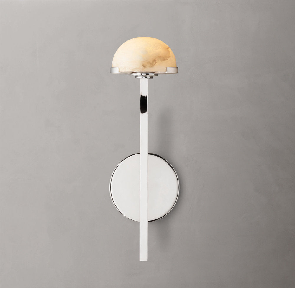 Alabaster Hemisphere Brass LED Sconce