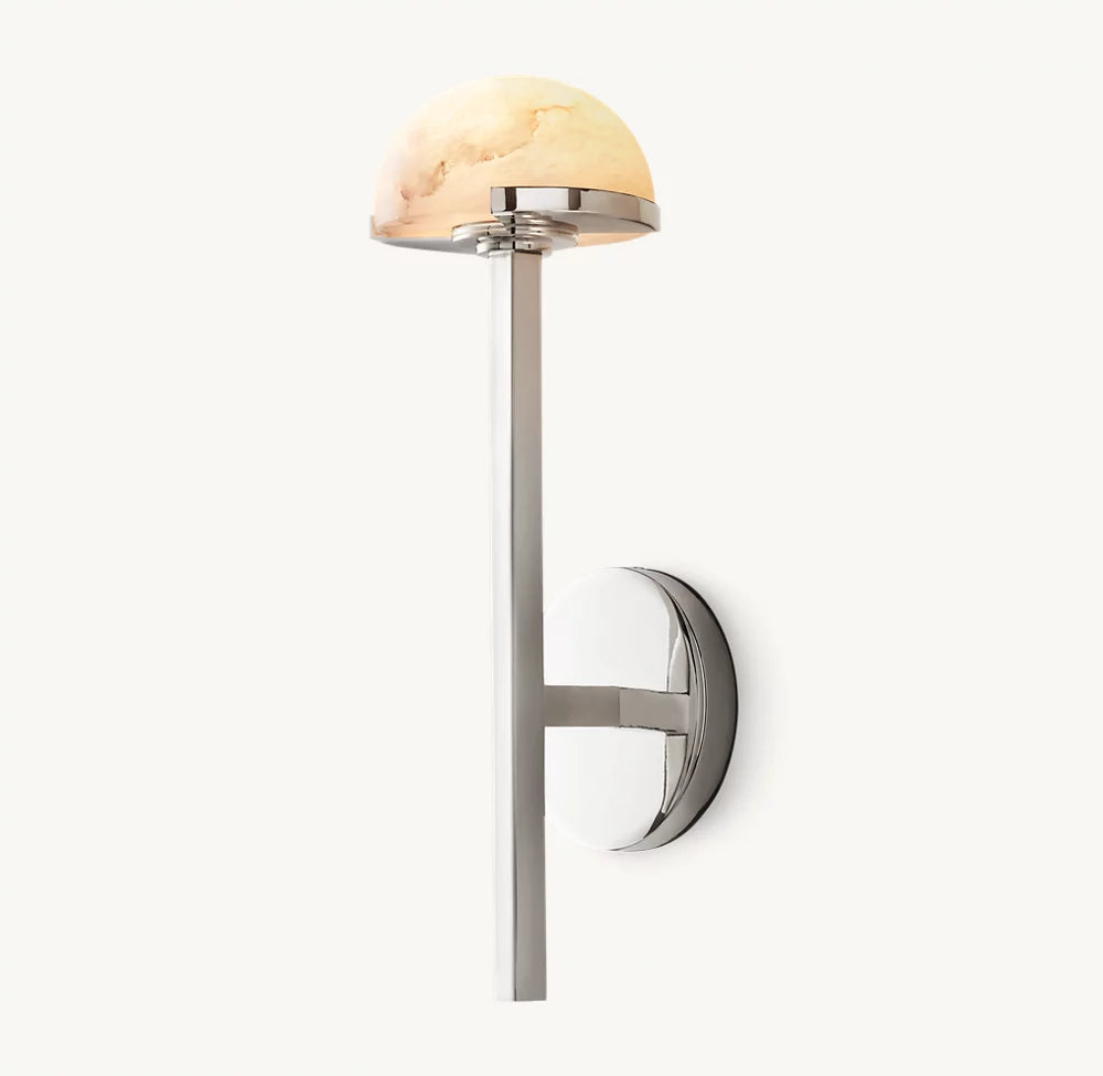 Alabaster Hemisphere Brass LED Sconce